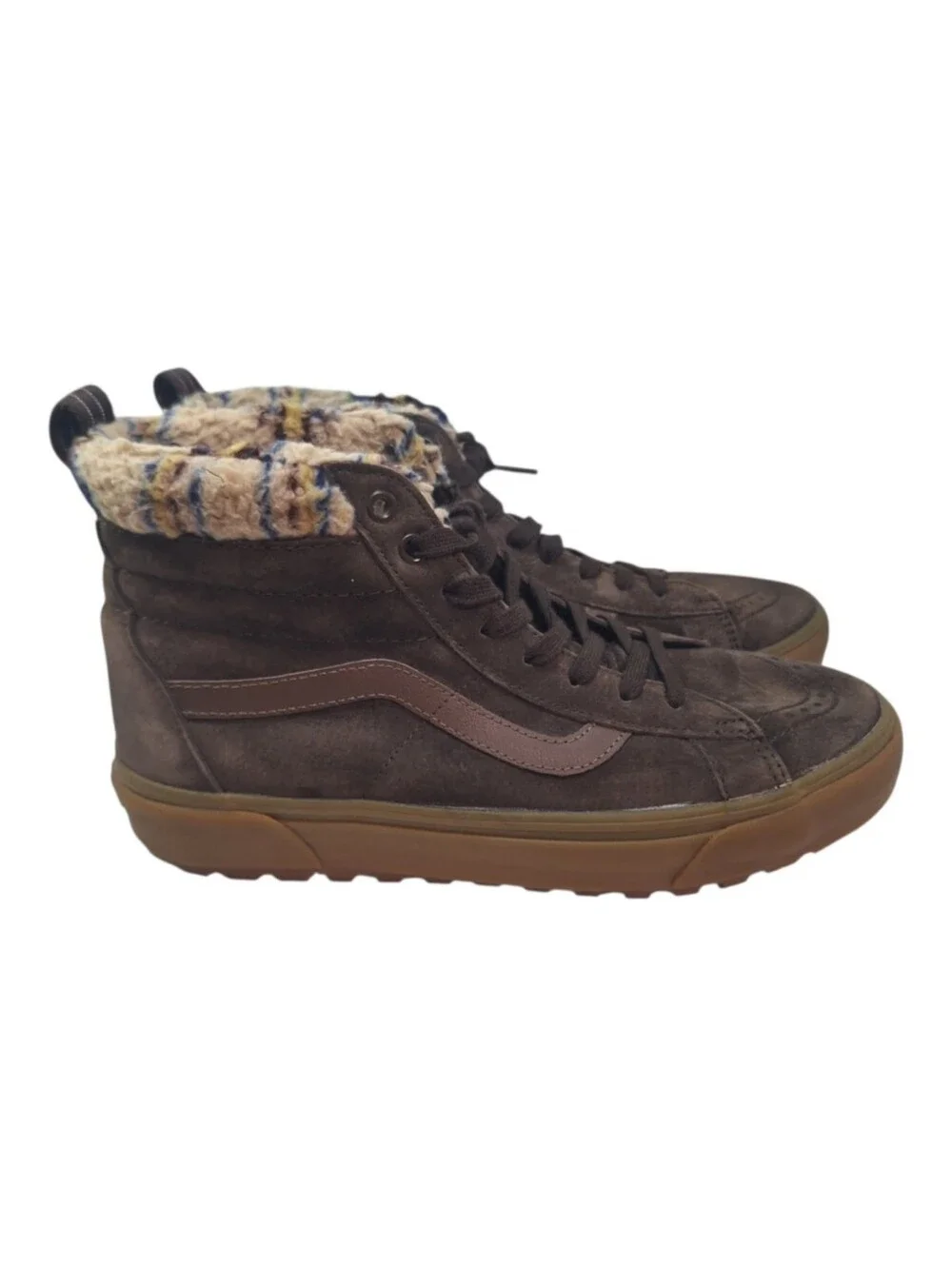 Vans Sk8-Hi MTE Mens 10.5 Brown Suede Fleece Primaloft Winter Boots Sneakers